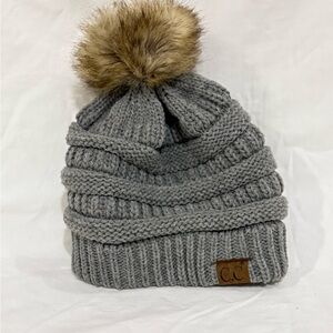 C.C Gray and Brown Slouchy Knit Hat